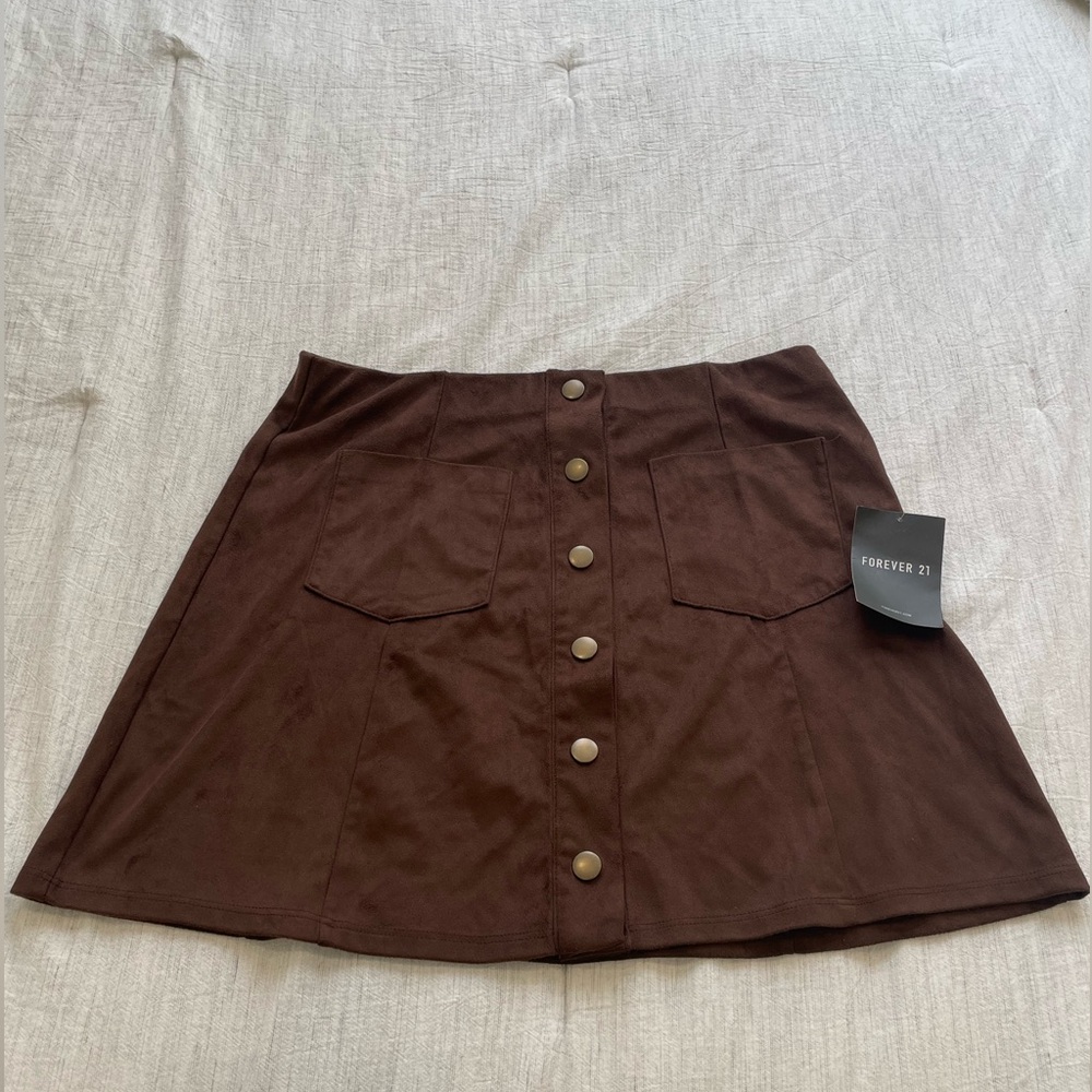 Forever 21 Brown Button-Up Skirt